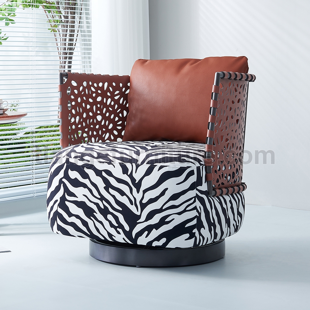 Modern Luxury REGIS ARMCHAIR Swivel Tub Chair with Woven Back 360° Rotating Upholstered Metal Frame Accent Lounge Chair for Living Room A175