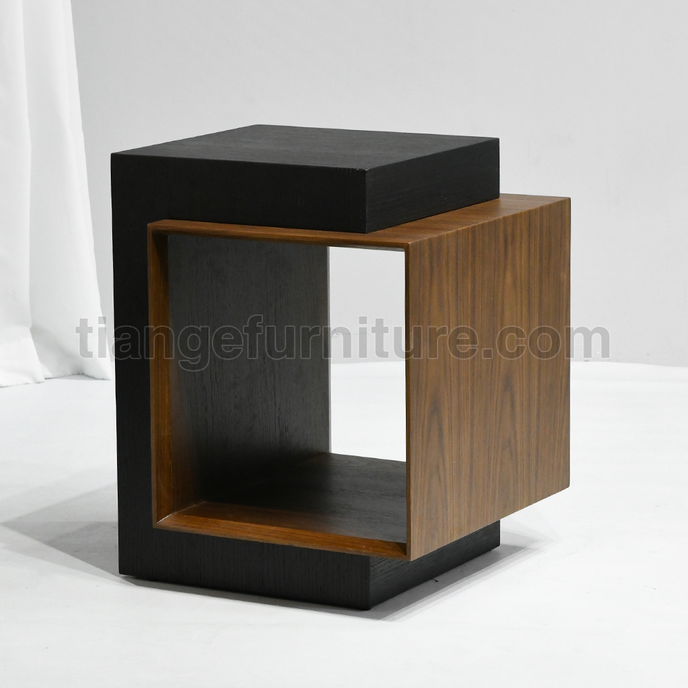 Premium Geometric Wood Corner Table E44