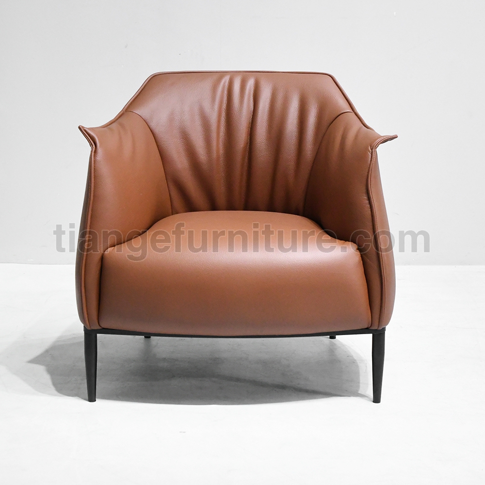 Modern Minimalist Leather Accent Chair Upholstered Armchair with Metal Legs Archibald Armchair A54