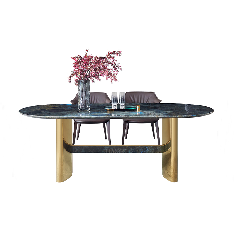 New arriving top one high grade replica italian modern luxury designer living room furniture factory high quality wholesale factory Gold base Marble Top Spinnaker Dining Table T03